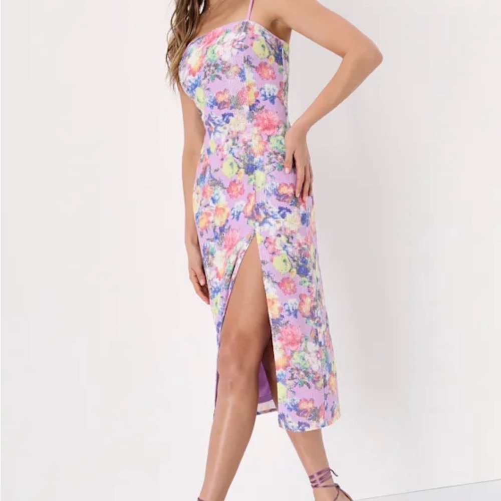 Lulu's Pastel Floral Midi Dress